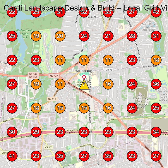 Cardi Landscape Design & Build GeoGrid visibility map for Landscape Designer in Hauppauge